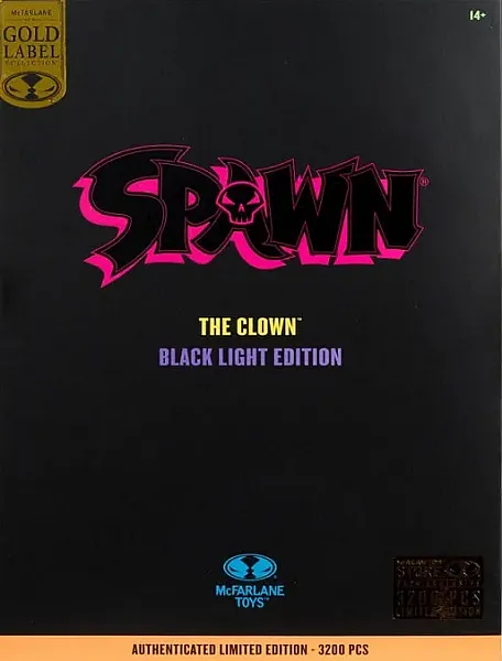 SPAWN ACTION FIGURE THE CLOWN - BLACK LIGHT EDITION (GOLD LABEL) 30 CM